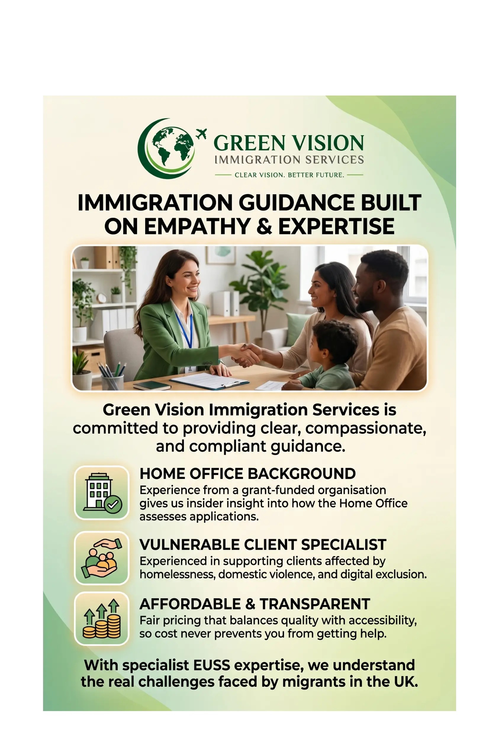 Green Vision Immigration Services adviser providing UK immigration guidance